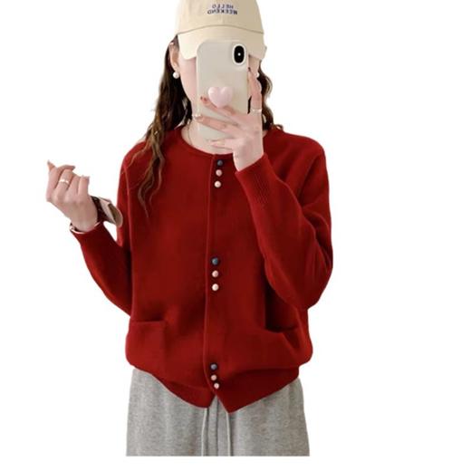 春秋2024新款时尚洋气毛衣外套女韩版宽松慵懒风圆领针织开衫上衣 商品图4