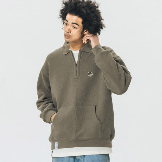 714street半拉链美式卫衣男女2024春秋潮牌外套情侣装日系长袖T恤 商品图4