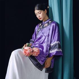 致橡树2024秋新款中式提花缎面绣花国风二大衫清汉女上衣F240753