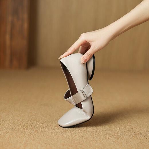 【预售5天】法式复古灰色羊皮粗跟金属扣玛丽珍鞋方头浅口通勤中跟四季单鞋女ASZ&W0297 商品图1