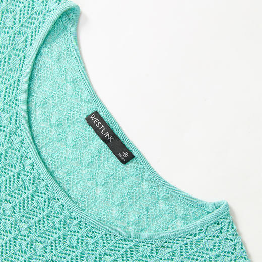 日薄荷曼波长袖镂空针织衫T恤女轻薄罩衫上衣V2942142 商品图5