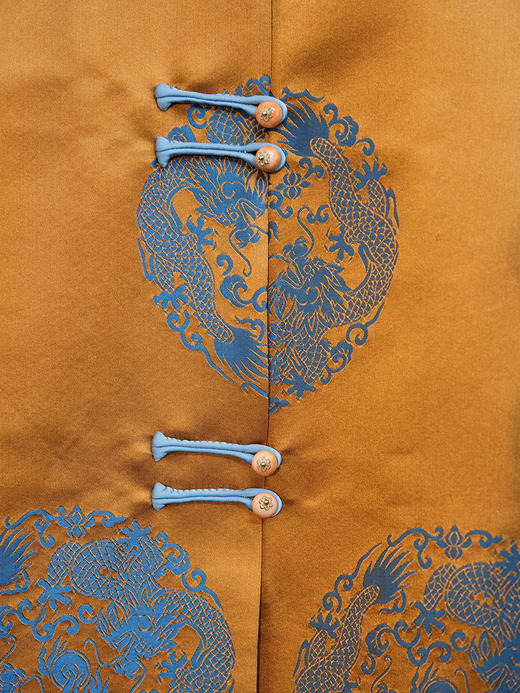 盛唐婧 |中式国风团龙库缎对襟马甲-橘色 商品图4