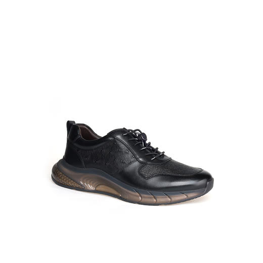 豪麟名鞋都彭牛皮革+鸵鸟皮革男鞋休闲鞋E33232781黑色 商品图0