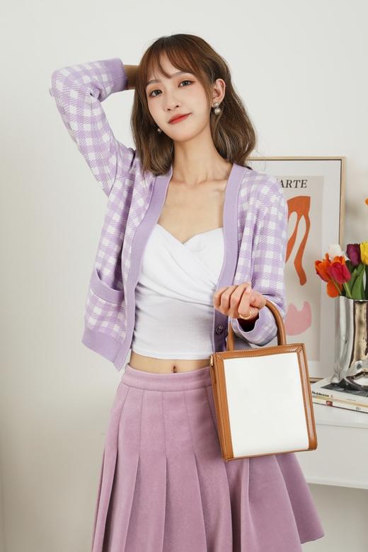 amadella 香芋紫格纹针织开衫 13870 商品图2