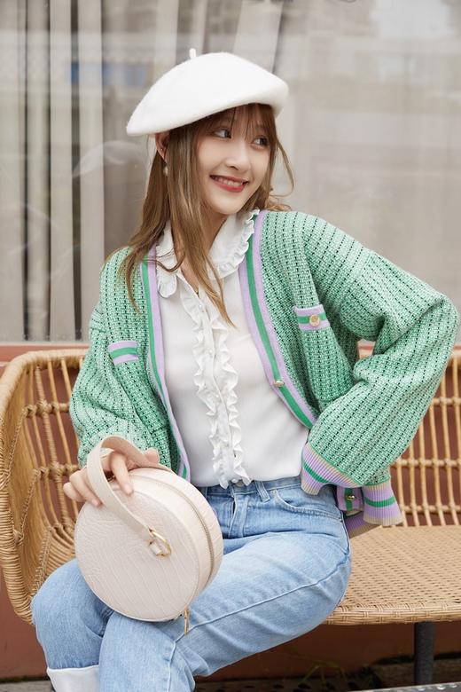 amadella 拼色V领针织开衫 13884 商品图2