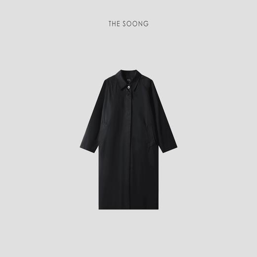 THESOONG| ”可持续时髦“重酵洗加软 斜纹黑色风衣外套HJFY3222 商品图1