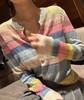 822-3渠道尾货 西太后 土星刺绣 多巴胺彩虹条纹 针织开衫 滑溜溜 商品缩略图0