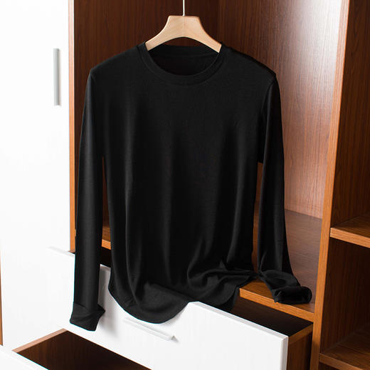 雀说面膜桑蚕丝打底衫 白色春夏内搭女修身天丝长袖T恤AL 商品图6