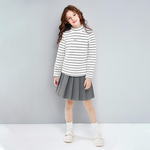 笛莎Deesha 女童2024冬季新款基础半高领条纹打底衫 商品图2