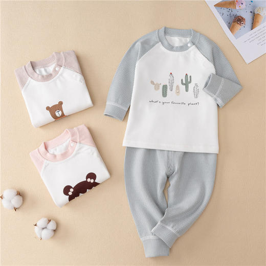 【韩版卡通加厚秋衣秋裤内衣两件套】女童秋装新款男宝宝家居套装男童 商品图0