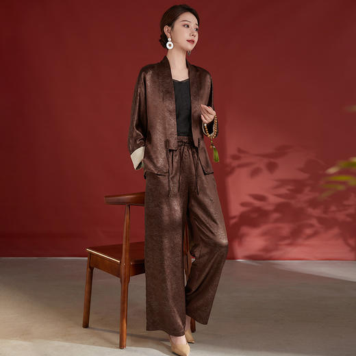 雀说新中式醋酸外套女高级垂感国风休闲套装62498038 商品图1