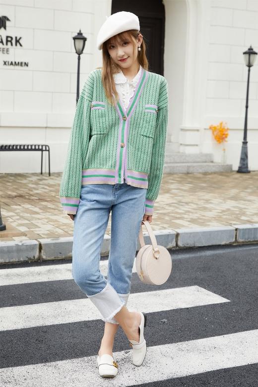 amadella 拼色V领针织开衫 13884 商品图3