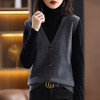2024春秋叠穿韩版修身简约宽松纯色针织开衫背心毛衣女式马甲外穿 商品缩略图1