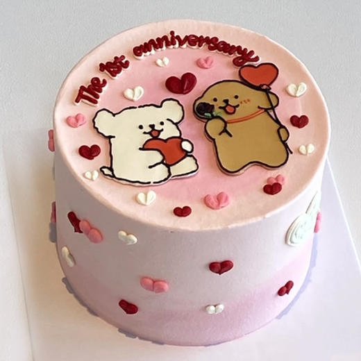 【线条小狗系列】情侣闺蜜的纪念日-水果夹心生日蛋糕 商品图0