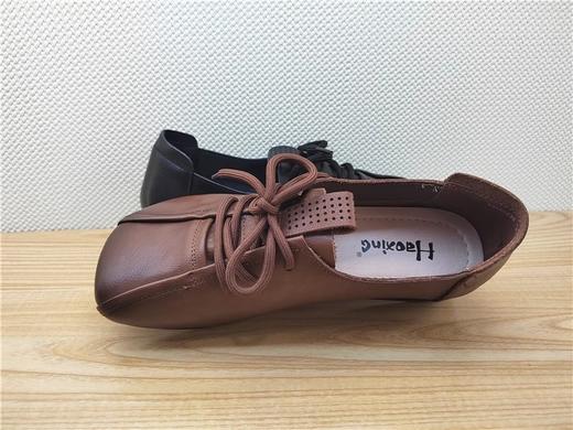 豪行2023年春季新品时尚休闲真皮平底浅口女单鞋23120235 商品图2