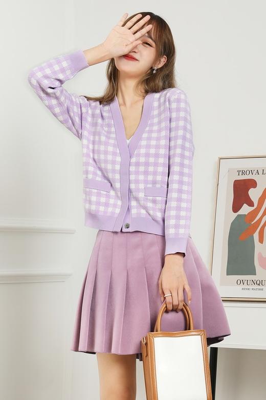 amadella 香芋紫格纹针织开衫 13870 商品图0