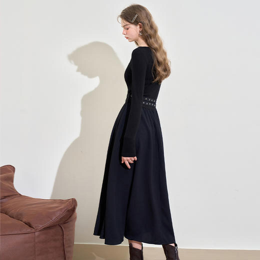 【限时秒杀】西遇法式风连衣裙新款黑色长袖针织衫修身显瘦长裙女12138727 商品图4