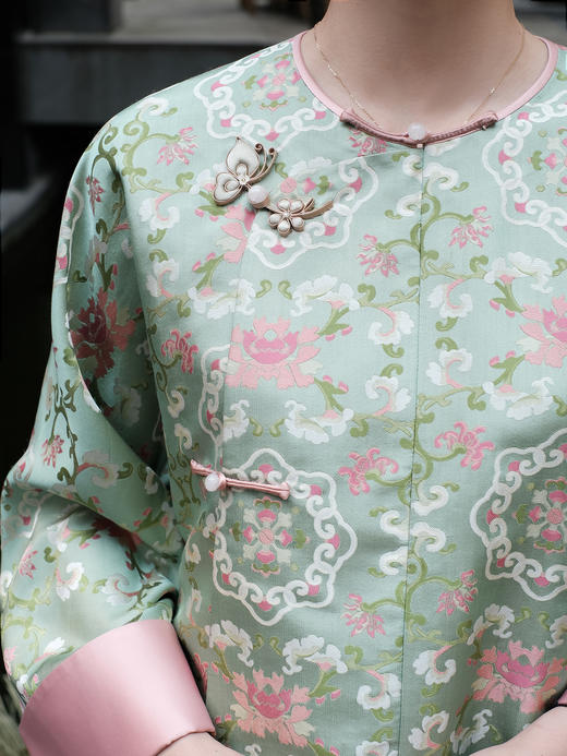 盛唐牡丹 |宝相花重缎宋锦偏襟上衣 商品图2