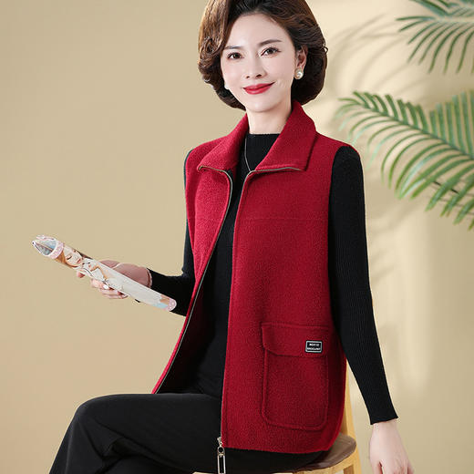 妈妈装春秋双面尼女马甲宽松坎肩开衫中老年大码背心洋气毛呢外套 商品图1