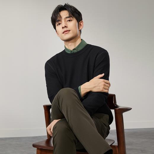 【华夫格加绒】柒牌男士圆领毛衣冬季新品时尚休闲保暖舒适针织衫 127Y70700 商品图1