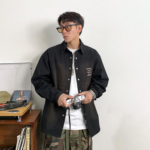 徐太浪痞帅美式渐变长袖衬衫男秋季2024新款潮牌男装休闲衬衣外套 商品图1