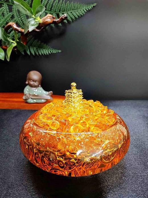 琉璃聚宝盆家居摆件（高7cm 最宽直径15cm） 商品图0