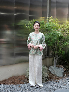 盛唐牡丹 |宝相花重缎宋锦偏襟上衣