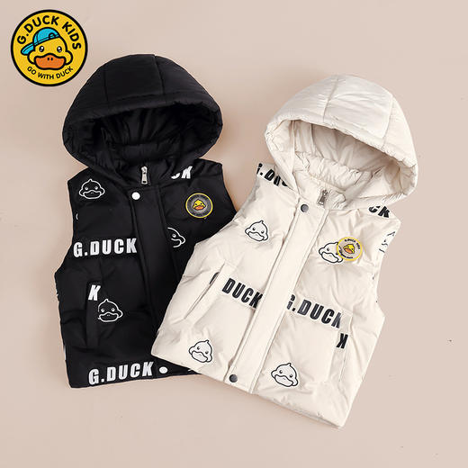 小黄鸭童装男童女童连帽羽绒马甲秋冬宝宝保暖外穿儿童宝宝马夹潮 商品图2