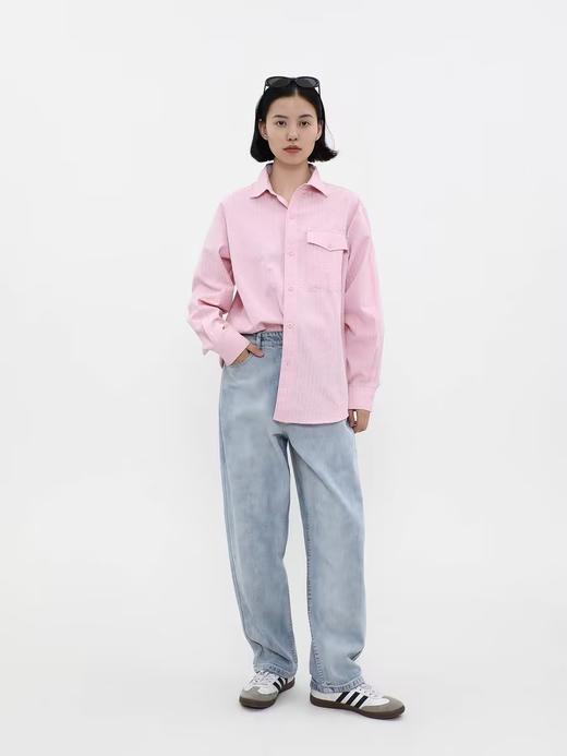 LIVINGTOWN/LT粉粉条纹长袖衬衫 商品图2