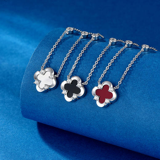 卡蒂罗/KADER 可双面佩戴 星光四叶项链 幸运四叶草璀璨光芒原创设计可调节锁骨链 平安好运浪漫星点吊坠 925银 七夕 商品图6