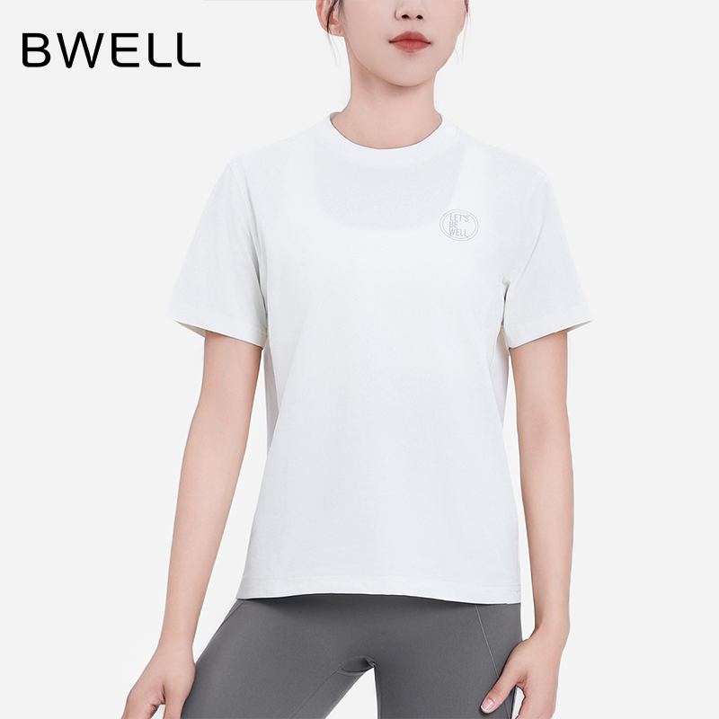 BWELL宽松圆领麻面速干短袖T恤BWY7677T