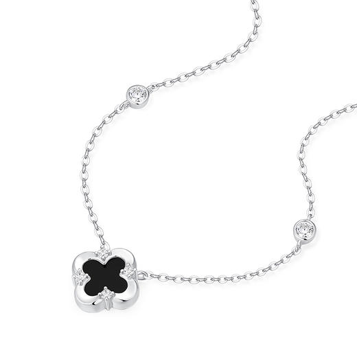 卡蒂罗/KADER 可双面佩戴 星光四叶项链 幸运四叶草璀璨光芒原创设计可调节锁骨链 平安好运浪漫星点吊坠 925银 七夕 商品图2