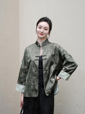 盛唐婧 |真丝宋锦立领对襟外套