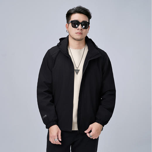 【可拆卸帽】【新款DMH】大依优型大码连帽外套男宽松加肥加大码上衣夹克运动潮流 商品图1