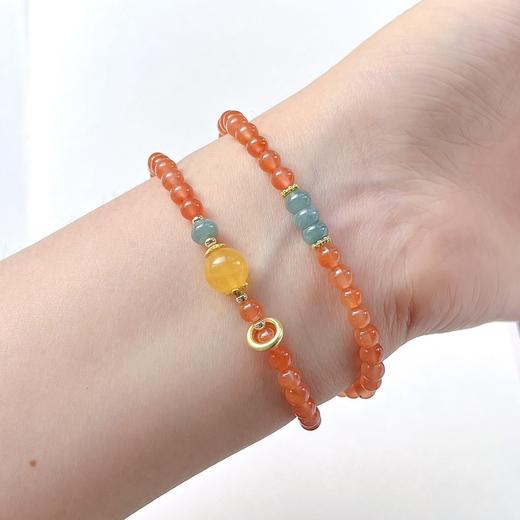 【宫里手串】天然南红冰红双圈手串5mm CF 商品图1