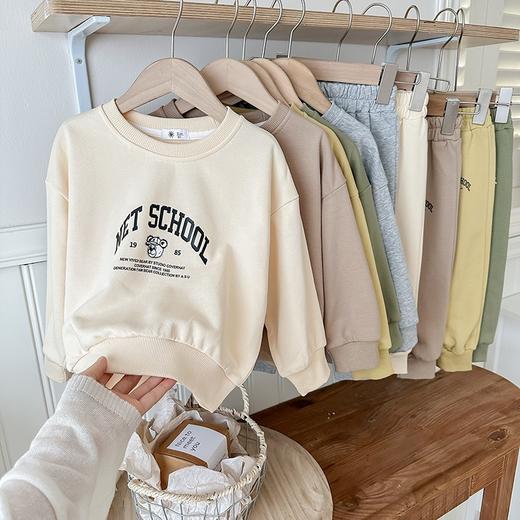 【GZ】无忧购韩版儿童小熊印花运动休闲落肩卫衣卫裤套装（截单后7天发货)25年清仓捡漏 商品图2