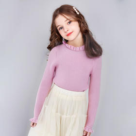 笛莎Deesha女童针织衫2024冬季新款儿童半高领毛织打底衫