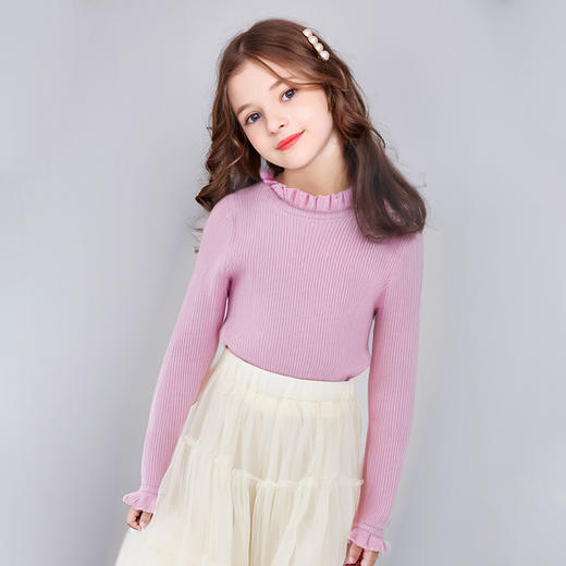 笛莎Deesha女童针织衫2024冬季新款儿童半高领毛织打底衫 商品图0