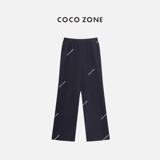 COCO ZONE 2024松紧腰纯色休闲长裤毛巾布舒适阔腿裤24C10166 商品图2