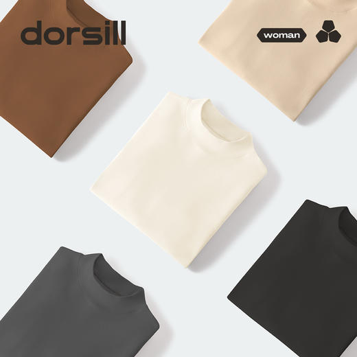 【280g拉架磨毛】朵熙儿女士半高领打底衫女秋冬装内搭纯棉中领黑白长袖上衣 商品图2