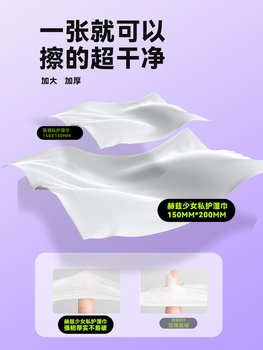 【私护湿巾】赫兹少女私处卫生湿巾纸私密护理专用厕纸清洁房事可擦湿纸巾正品 商品图5