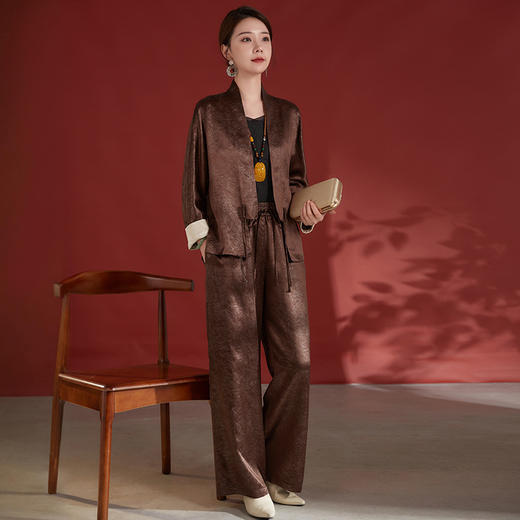 雀说新中式醋酸外套女高级垂感国风休闲套装62498038 商品图2
