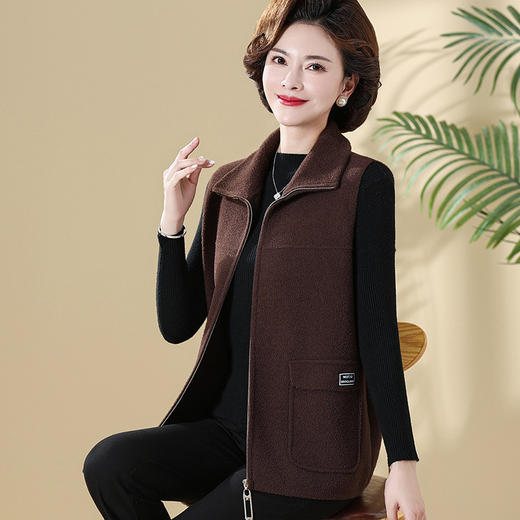 妈妈装春秋双面尼女马甲宽松坎肩开衫中老年大码背心洋气毛呢外套 商品图2