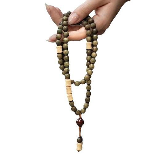 「天然绿檀木」原创设计新中式天然绿檀木多圈小众精致男女手串手持念珠时尚饰品 商品图4