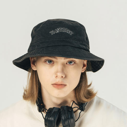 714street潮牌2024新款纯色全棉水洗帆布渔夫帽刺绣帽子 商品图1