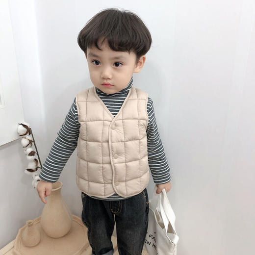 儿童双面穿羽绒棉马甲秋冬宝宝内外穿坎肩韩版男女小中童保暖背心 商品图4