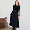 【限时秒杀】西遇法式风连衣裙新款黑色长袖针织衫修身显瘦长裙女12138727 商品缩略图0