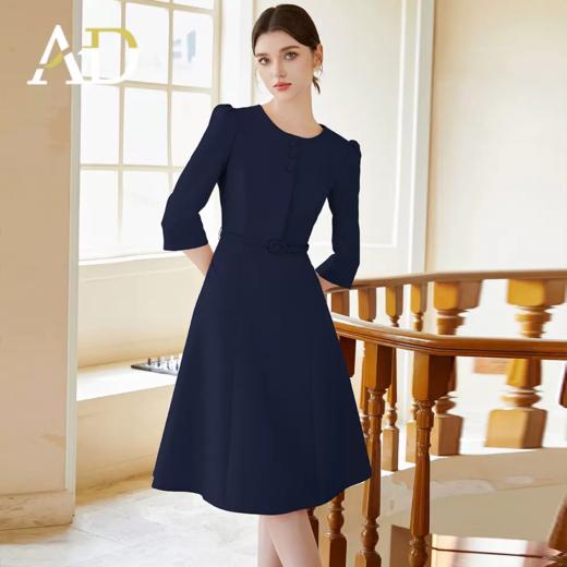 AD大方得体的裙子轻奢高级感粉色连衣裙气质女神范西装裙圆领伞裙 商品图5