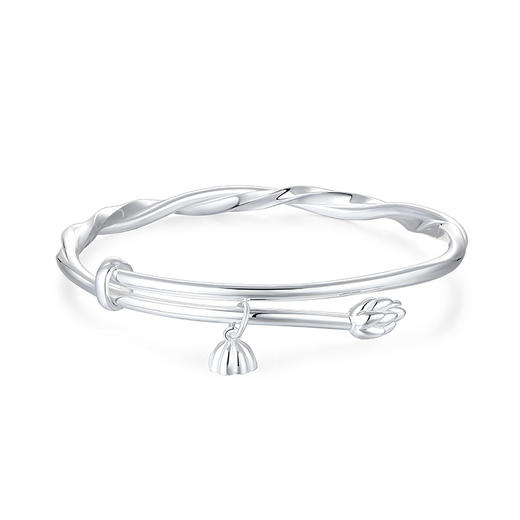 卡蒂罗/KADER 莫比乌斯 风荷亭亭手镯 新中式国潮步步生莲古典汉服穿搭可调节银镯 交织的爱丽莲花配饰 999足银 商品图1