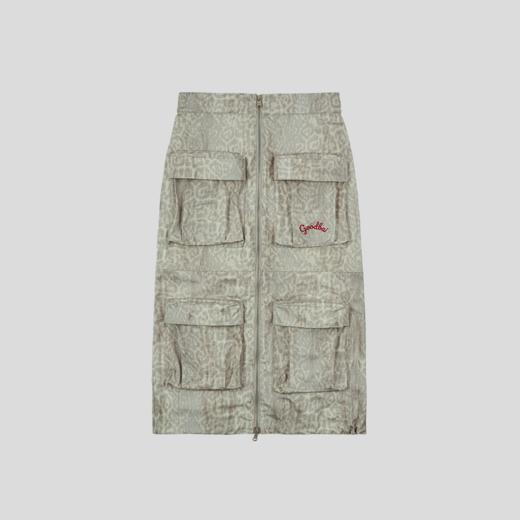 GOODBAI GOODEES豹纹印花多口袋水洗拉链工装半裙 商品图1